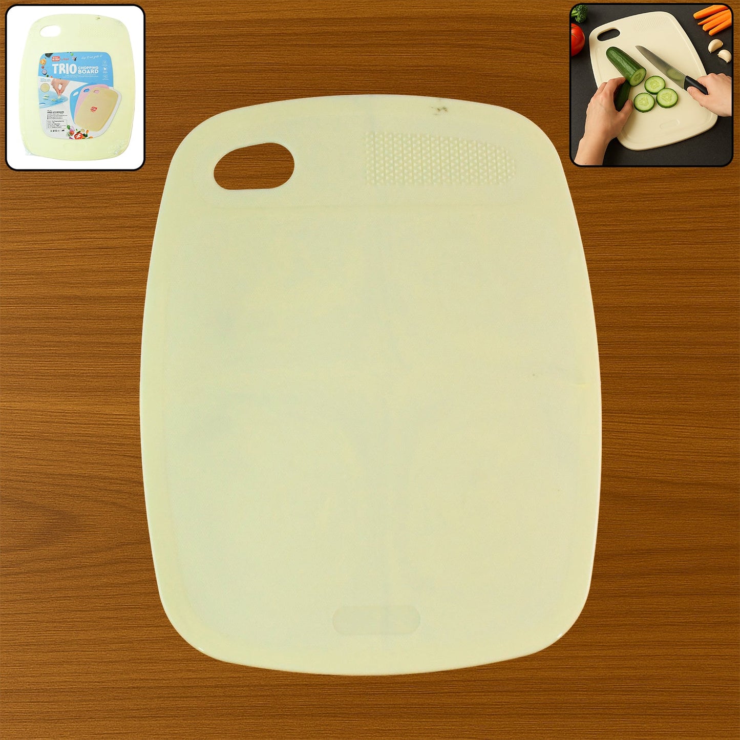 Hygienic Plastic Cutting Board with Grip Edges