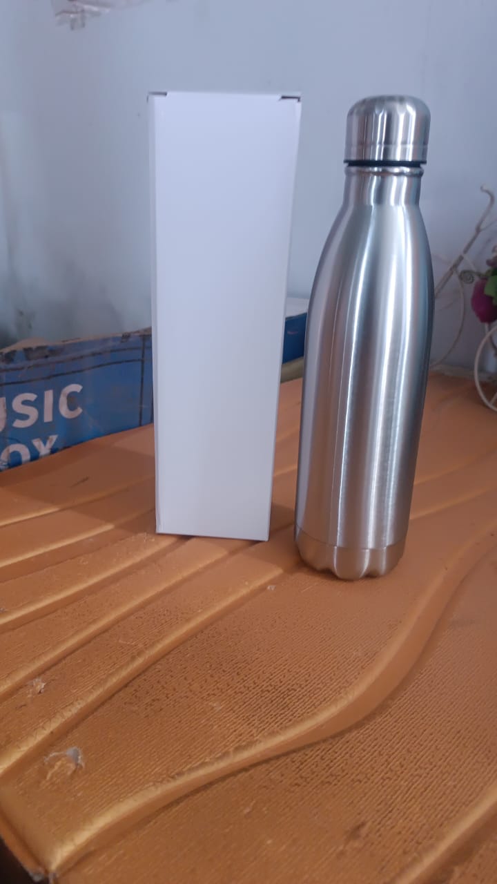 Silver Stainless Steel Water Bottle Approx 500 ML (1 Pc)