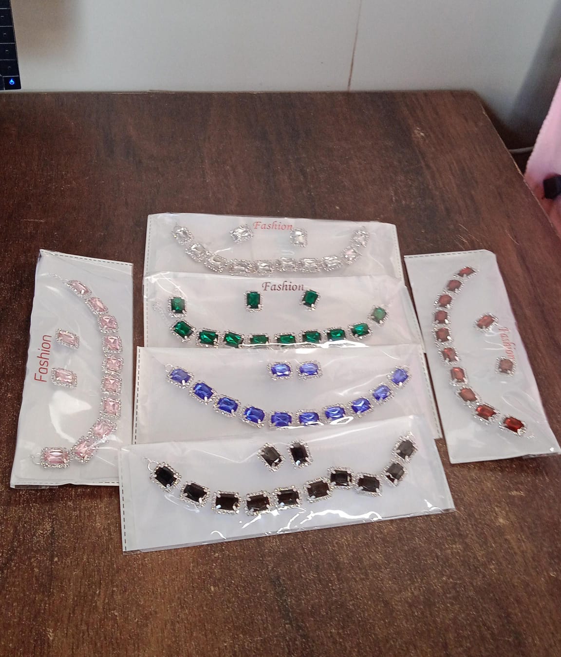 Diamond Necklace and Earrings Set (1 Set / Mix Color)